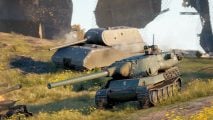 Two tanks in World of Tanks on Steam battling on a field