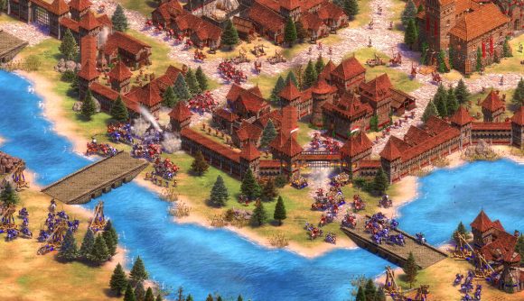 medieval soldiers sieging a castle in the best RTS games on PC