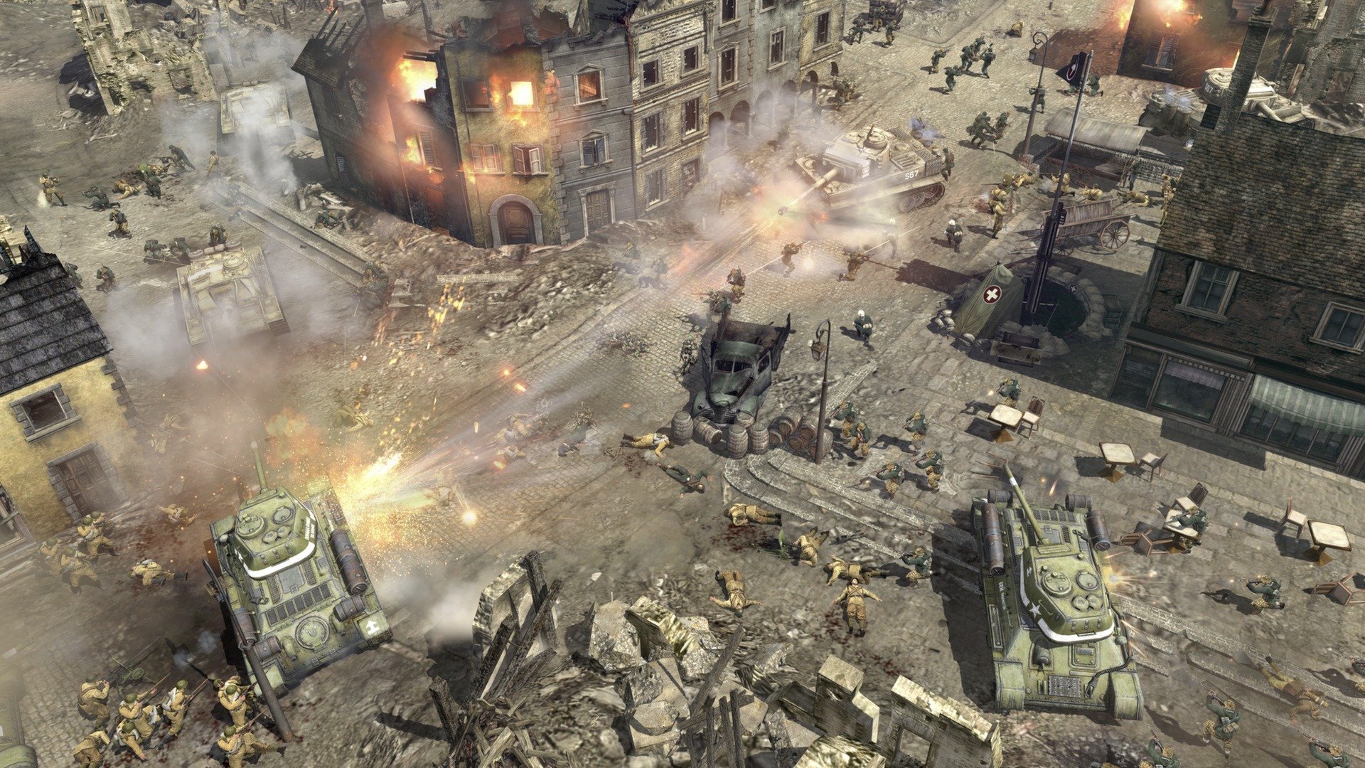 Tanks on a battlefield in Best RTS Games for PC Company of Heroes