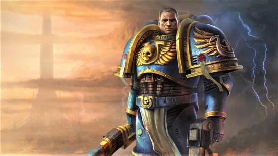 Best Warhammer 40K videogames Space Marine artwork showing captain Titus