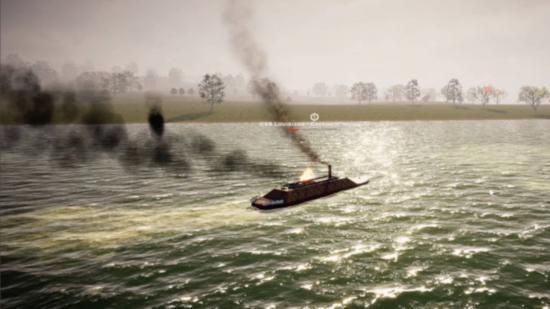 A boat smoking on a river in victory at sea ironclad early access