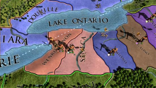 Screenshot of Europa Universalis IV Leviathan DLC gameplay with a portion of the North America map
