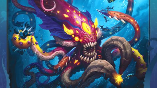 A cropped photo of the Keyraken card from Keyforge Adventures Rise of the Keyraken