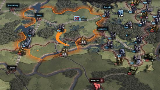 A orange supply line in Unity of Command 2 Barbarossa expansion