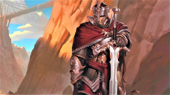 DnD Fighter 5e - Wizards of the Coast artwork showing an armoured fighter with a sword