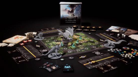 Miniatures and tokens from Monster Hunter World: The Board Game