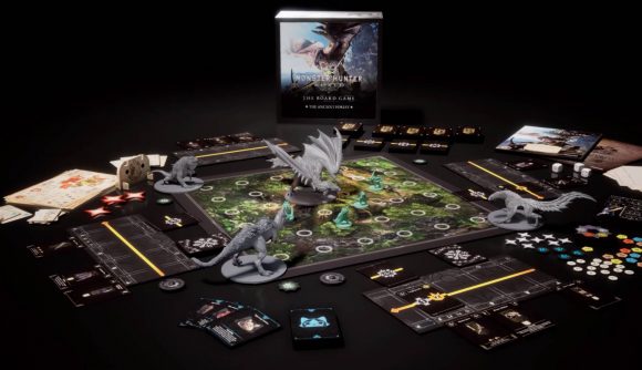 Miniatures and tokens from Monster Hunter World: The Board Game