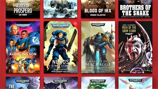 Graphic from the Warhammer 40K humble bundle in April 2021, showing book covers