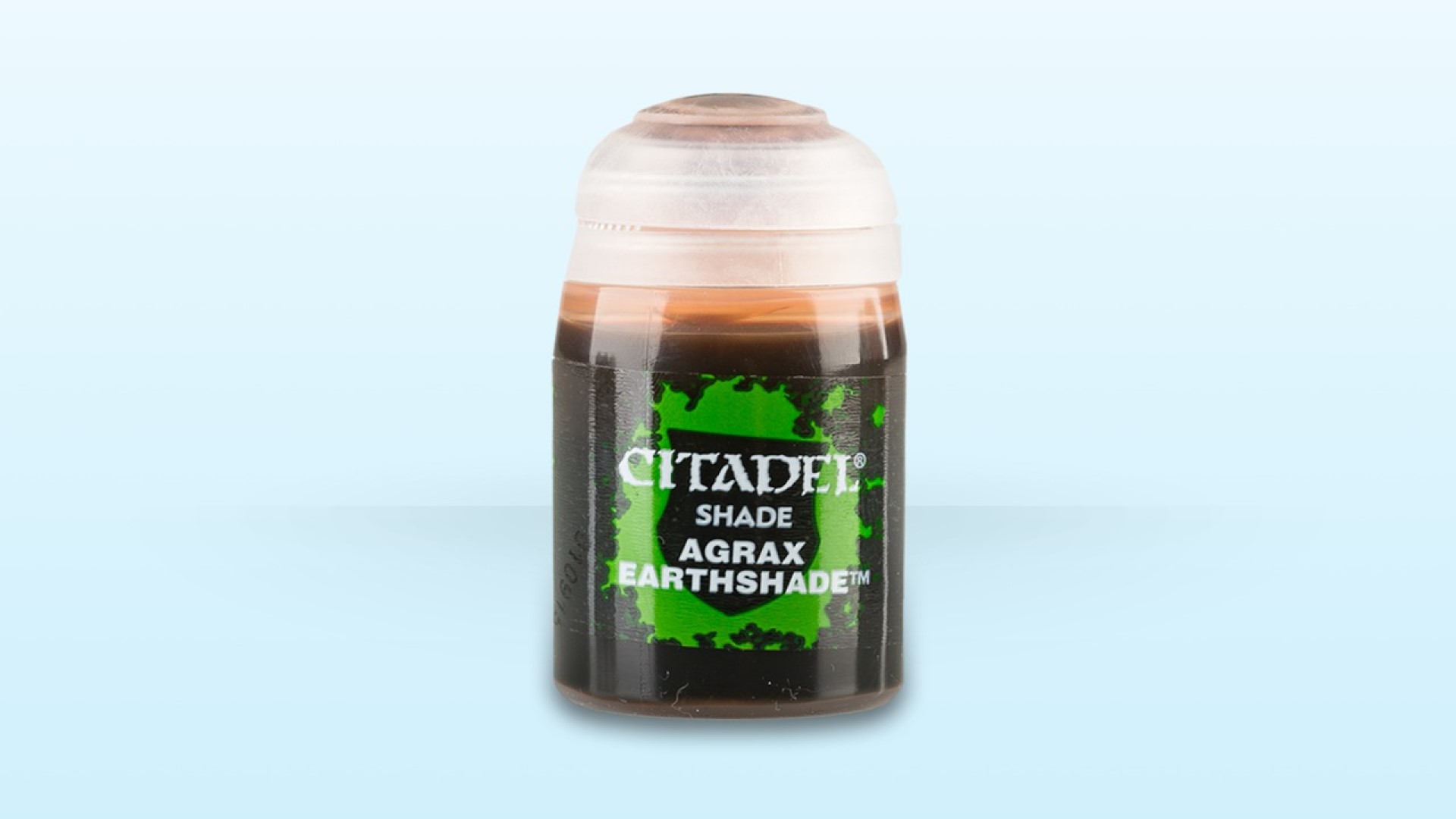 Best paints for miniatures - Sales photo of a bottle of Citadel Agrax Earthshade paint