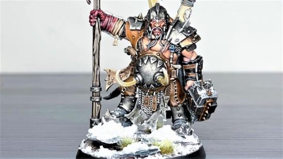 Photo by the author of an Ogor Mawtribes model using Citadel Valhallan Blizzard texture paint