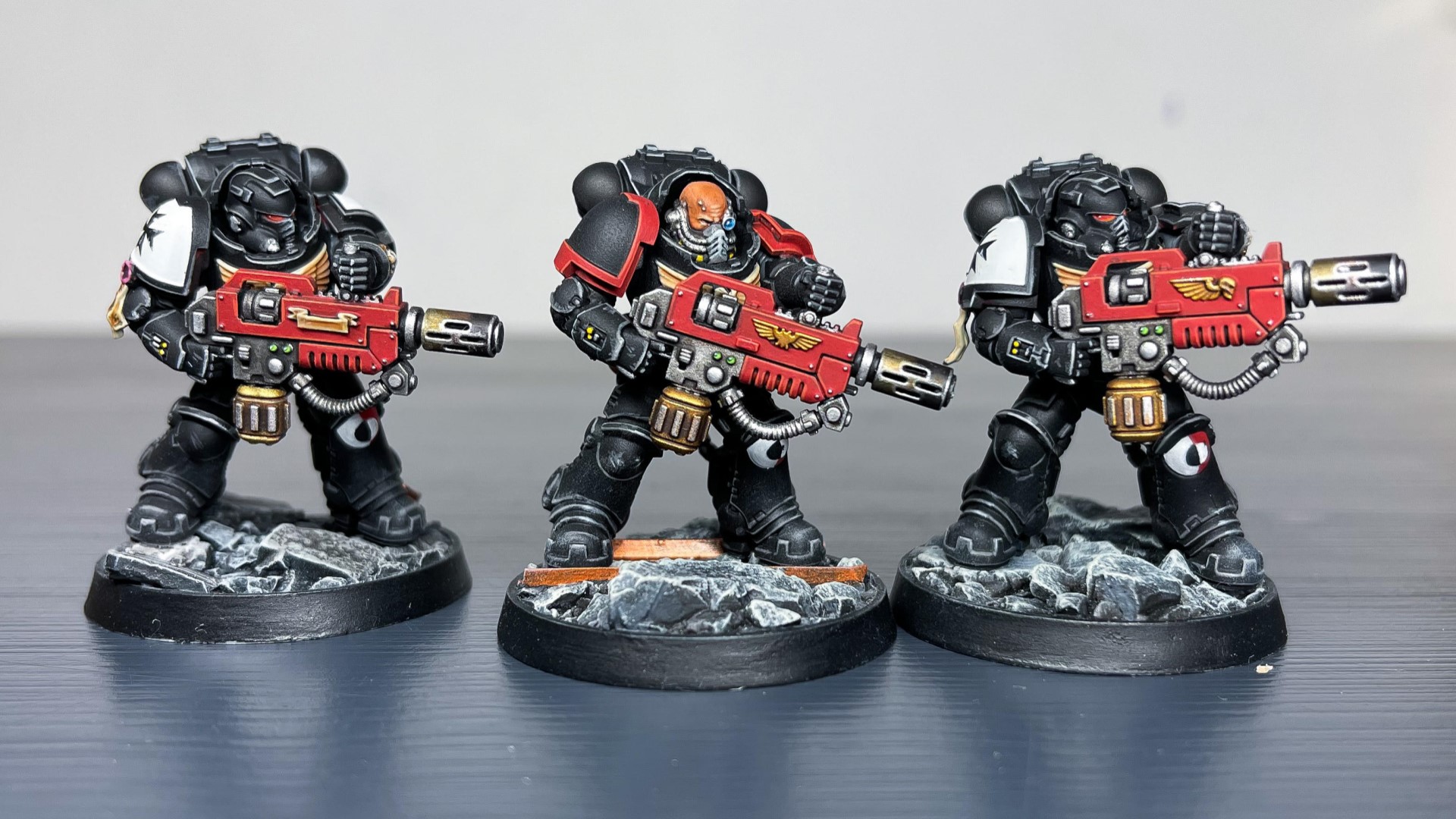Best paints for miniatures - Photo by the author of Black Templars Eradicator models painted using Vallejo Model Colour black