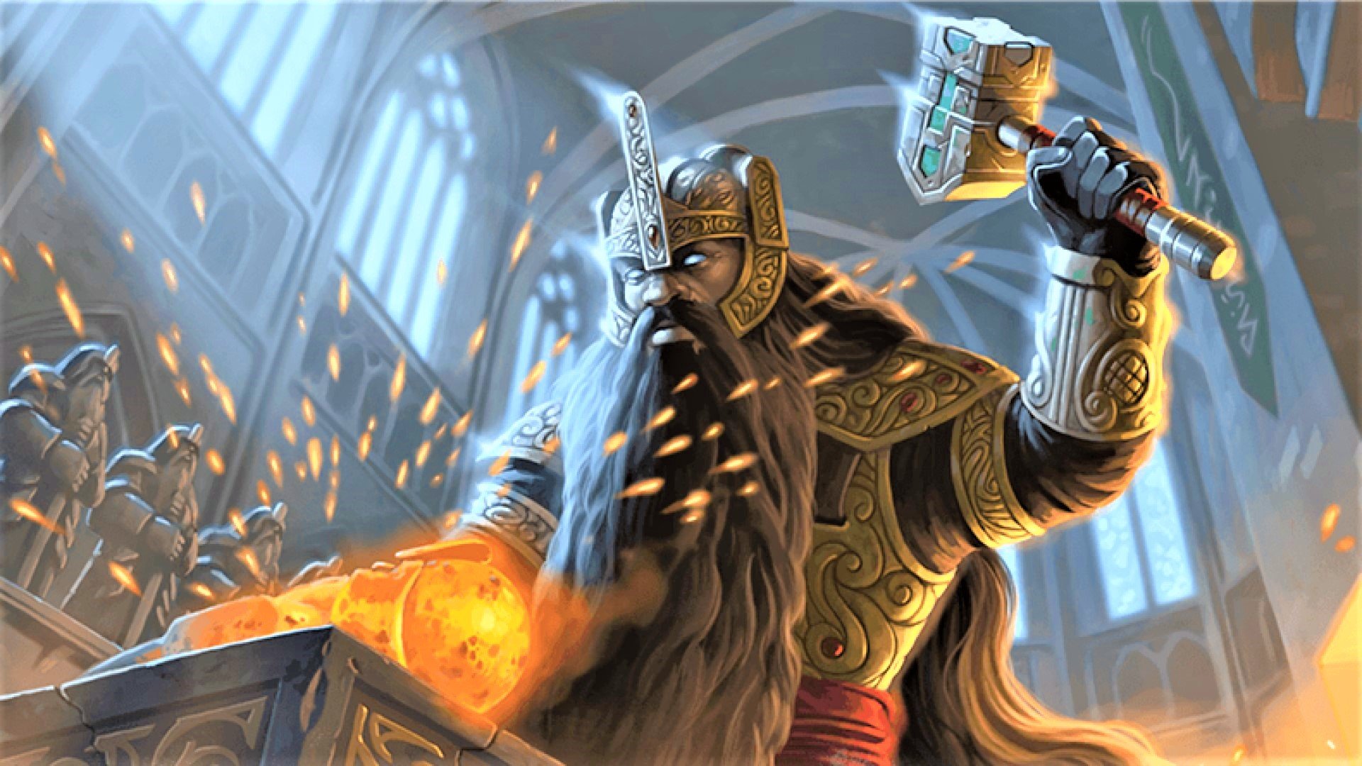 DnD Cleric 5E - Wizards of the Coast artwork showing a dwarven smith working metal