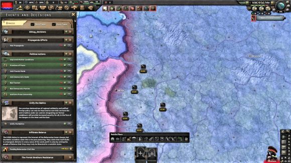 A screenshot of the new Hearts of Iron 4 update showing the pre civil war decisions in Belarus