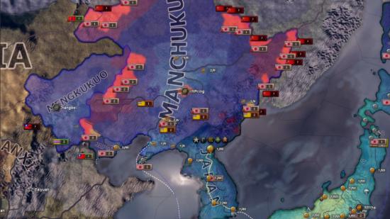 A map of East Asia in upcoming Hearts of Iron 4 DLC No Step Back