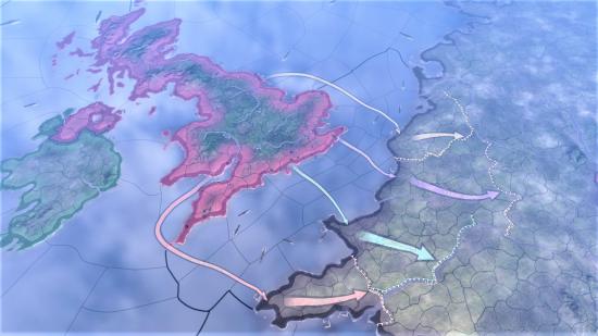Hearts of Iron 4 screenshot showing operation orders in the English Channel