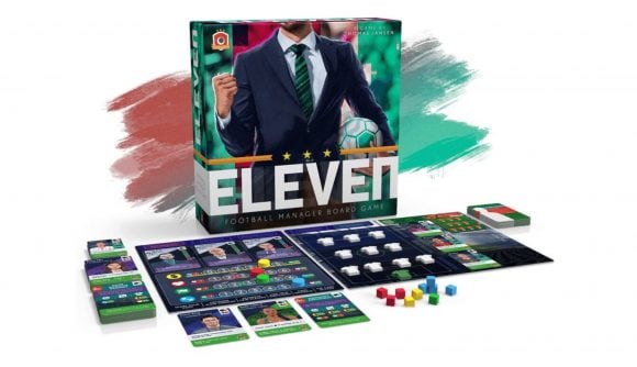 The board and pieces of the Football Manager board game