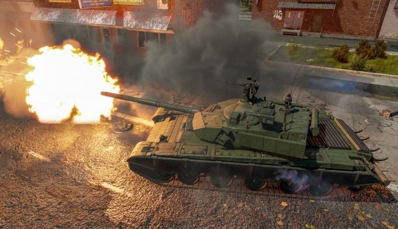 Free war games: War Thunder. Image shows a tank firing its gun trunk.