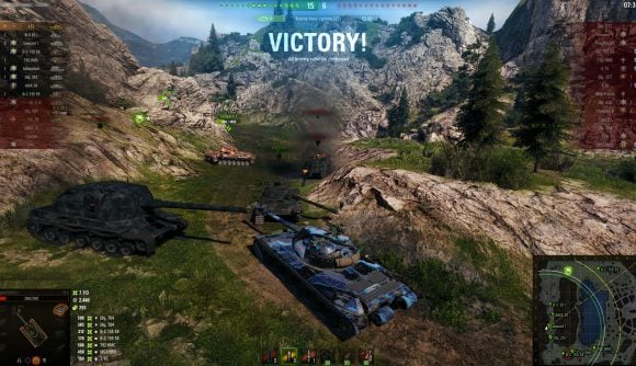 Free war games: World of Tanks. Image shows a tank on the battlefield with the words 