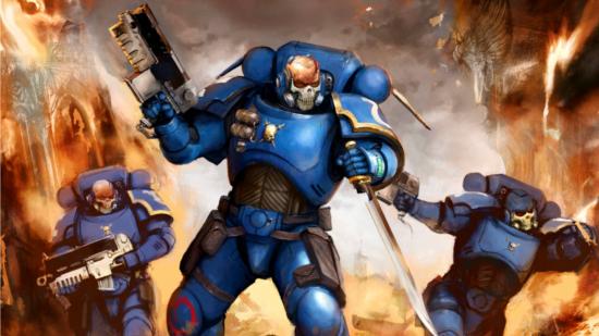 A Space Marine from Warhammer 40k's Universes Beyond Magic: The Gathering set