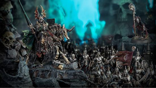 Soulblight Gravelords Cursed City Warcry miniatures arranged on a tabletop