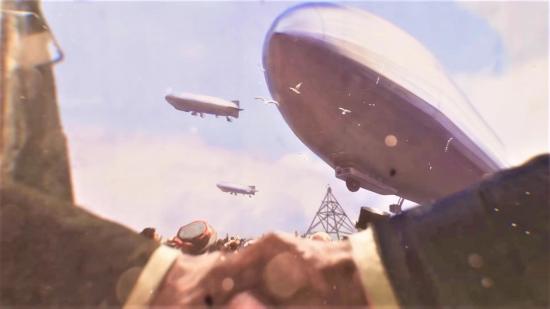 A screenshot from Victoria 3's reveal trailer showing zeppelins