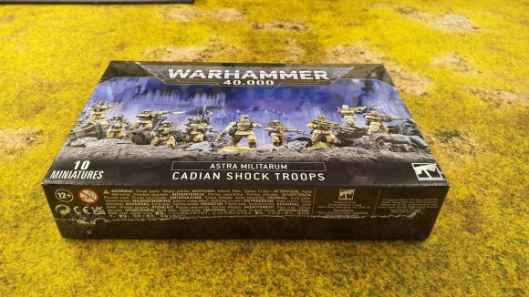 Photo of the box front edge of the new Warhammer 40K Cadian Shock Troops kit