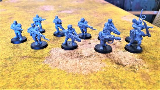 Photo of the new Cadian Shock troops models for Warhammer 40K
