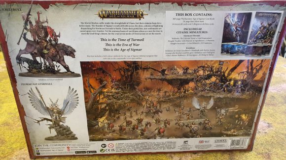 Photo of the box cover art for Warhammer Age of Sigmar Dominion on the rear side