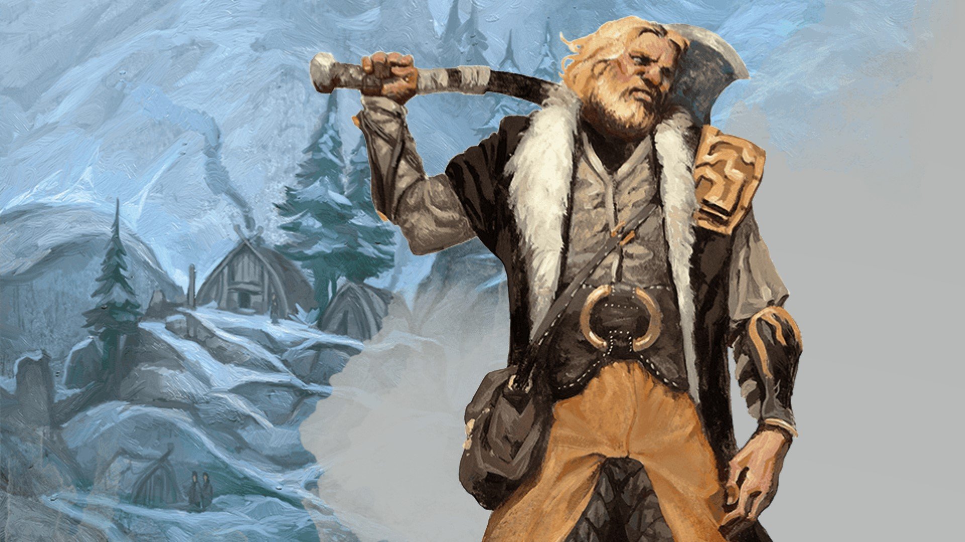 DnD Barbarian 5E class guide - Wizards of the Coast artwork showing a human barbarian with a wood axe