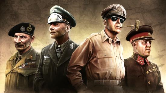 HOI4 country tags famous generals of WW2 standing next to each other