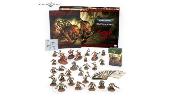 Warhammer 40k Beast Snagga Orks Army Set box and minis