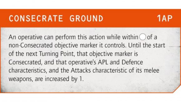 Warhammer 40k Kill Team Octarius 2nd Edition matched play missions and Tac Ops secret objectives Warhammer Community graphic showing the Consecrate Ground action
