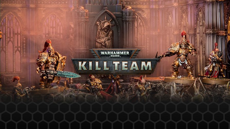 Warhammer 40k Kill Team news, guides, and reviews - Games Workshop image showing logo and Adeptus Custodes