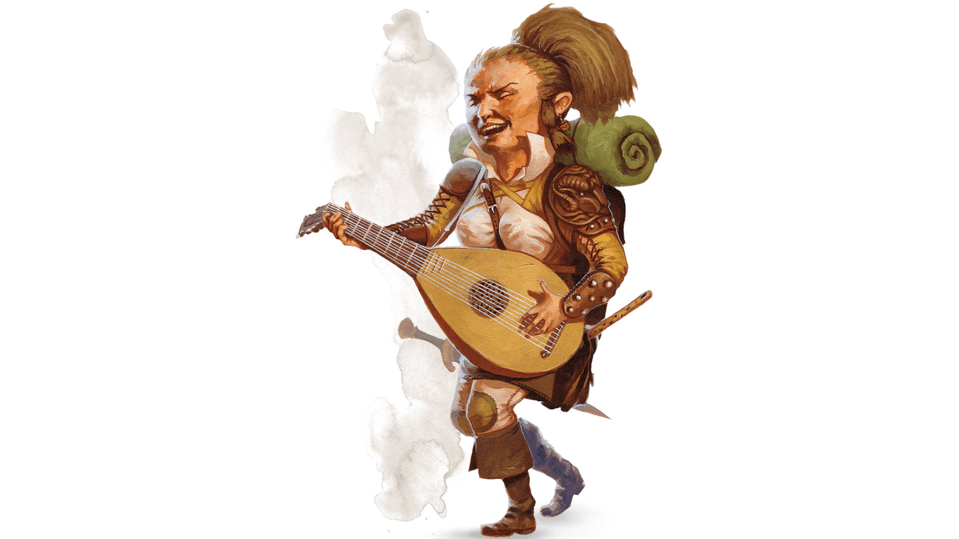 DnD Monk 5E - Wizards of the Coast art of a halfling Bard carrying a lute