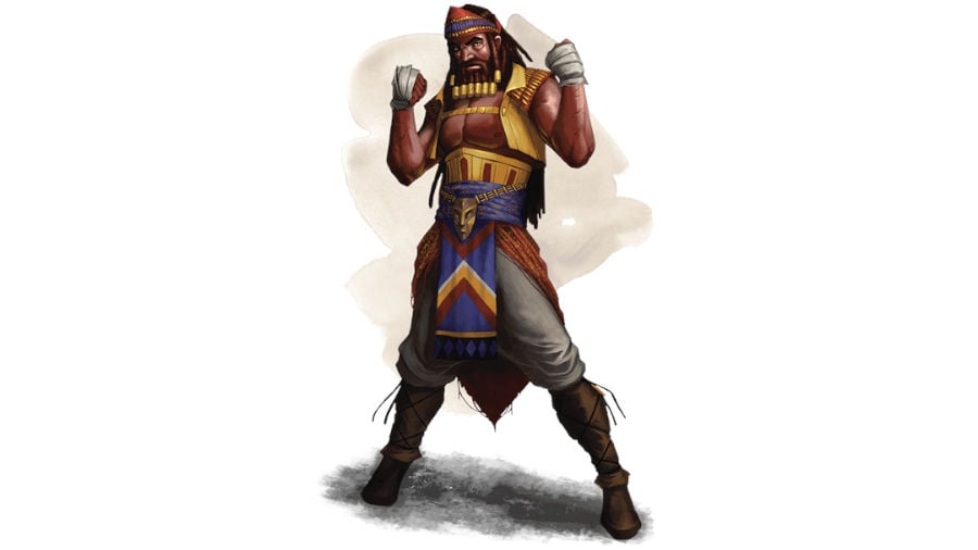 DnD Monk 5E - Wizards of the Coast art of a human holding up his fists