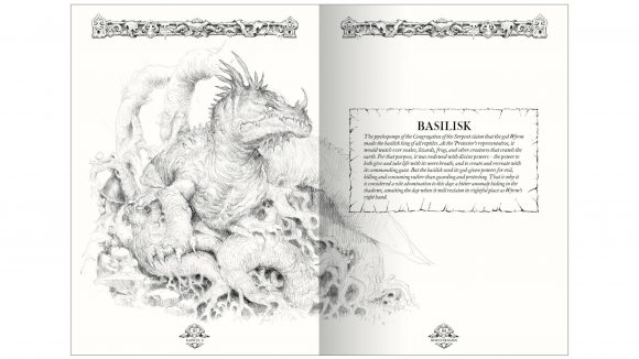 Forbidden Lands Book of Beasts inside spread