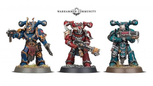 Warhammer 40k Chaos Space Marines faction guide Warhammer Community photo showing chaos space marines painted as different legions