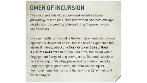 Warhammer 40k Grey Knights codex Omen of Incursion