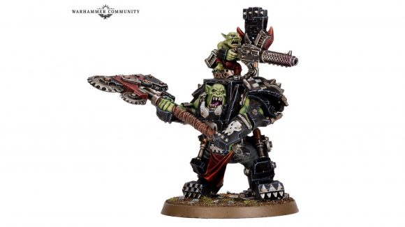 Warhammer 40k Orks codex 9th edition pre-orders Warhammer Community photo showing the new warboss in mega armour model