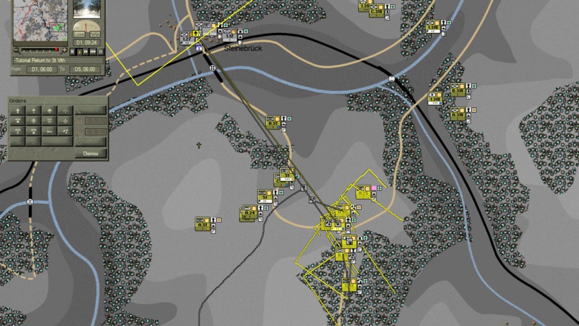 Best WW2 games - screenshot from Command Ops 2 showing an aerial operational map with various unit symbols indicating movements