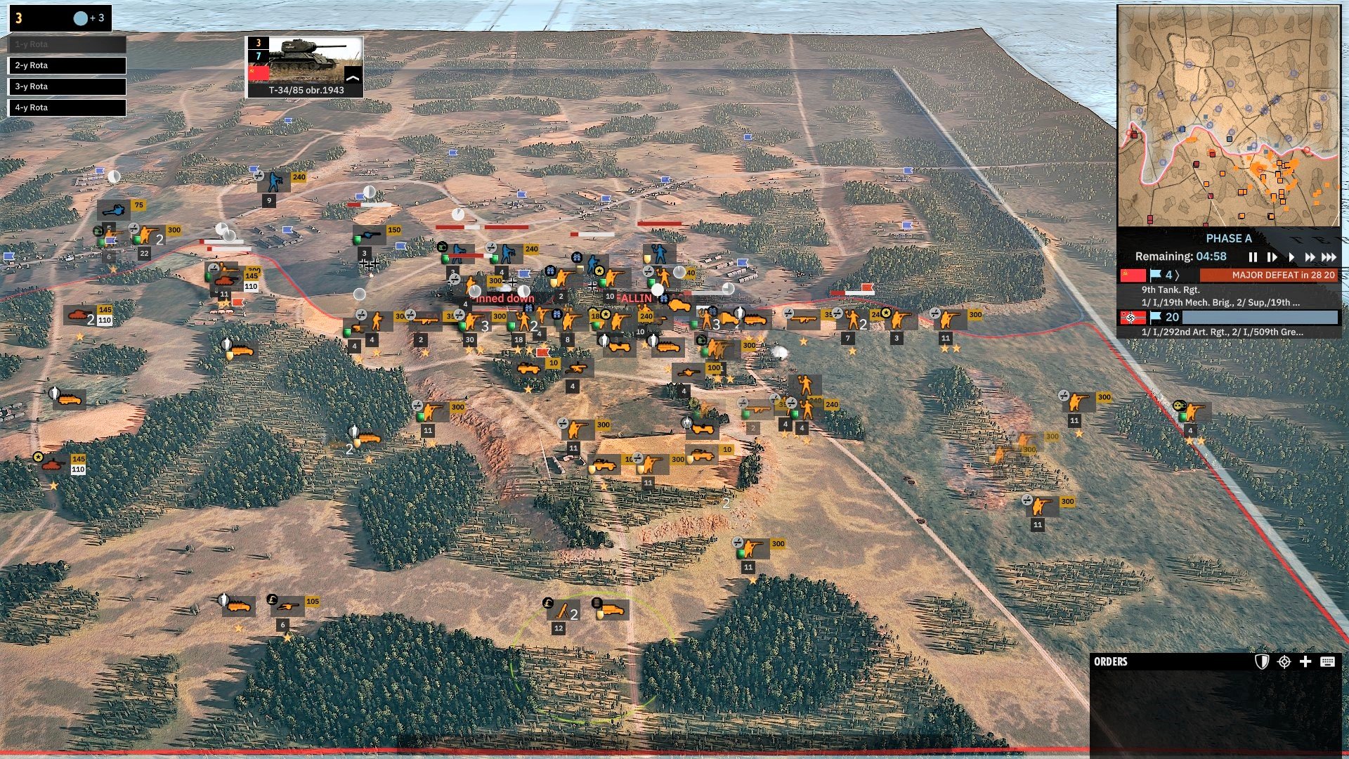 Best WW2 games - screenshot from Steel Division 2 showing a large battle with many unit symbols converging on an area