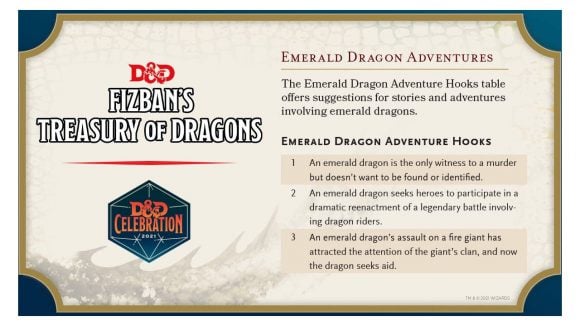 D&D Fizban's Treasury of Dragons Emerald Dragon adventure hook