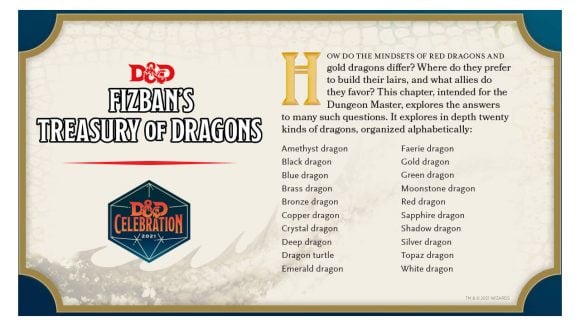 D&D Fizban's Treasury of Dragons monster list