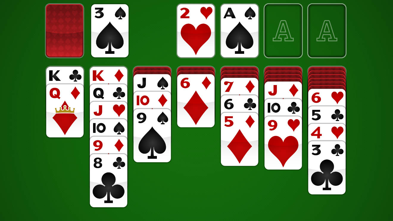 Free card games online - a game of solitaire being played