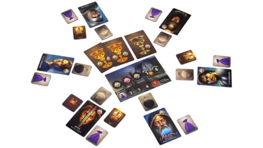 Fun board games The Resistance: Avalon cards arranged mid-game