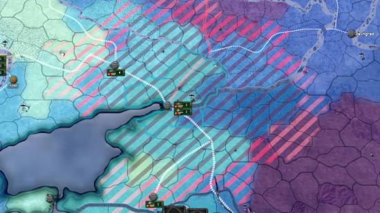 Hearts of Iron 4 update map screen showing the supply network
