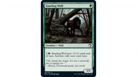 Magic The Gathering Innistrad Midnight Hunt Spoilers - photo of the preview card Snarling Wolf