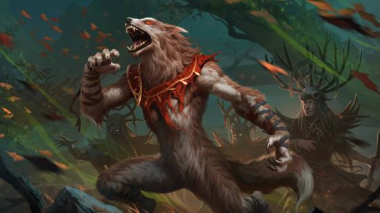 MTG Innistrad: Midnight Hunt a werewolf standing on his hind legs howling