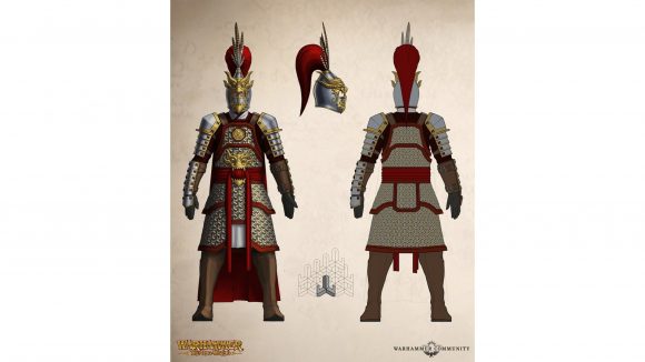 Total War Warhammer 3 Grand Cathay faction has full tabletop rules - Warhammer Community concept artwork showing an armoured infantry figure