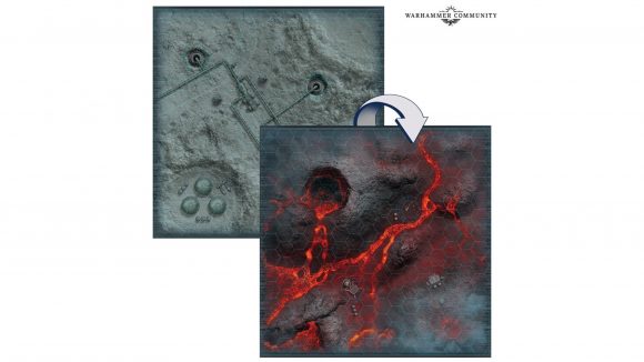 Warhammer 40k Aeronautica Imperialis Wrath of Angels release date - Warhammer community photo showing the game mat from Wrath of Angels